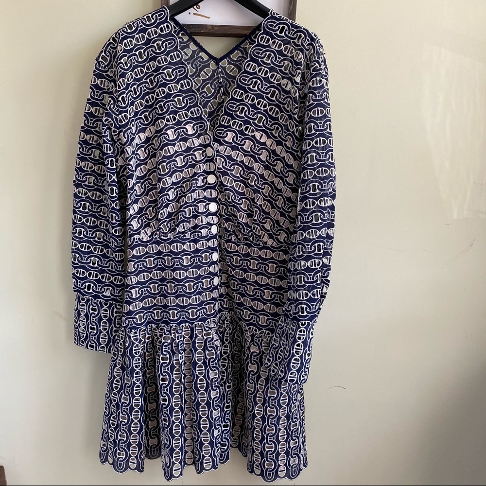 SANDRO Chain-Link Rolly Eyelet Lace Dress - Picture 2 of 12